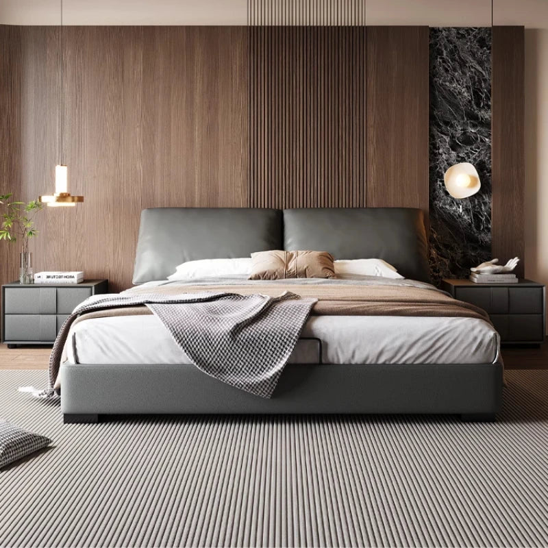 Modern high-end Double bed frame headboard king sizes queen wedding bed Wood luxury king size twin bedroom cama casal furniture