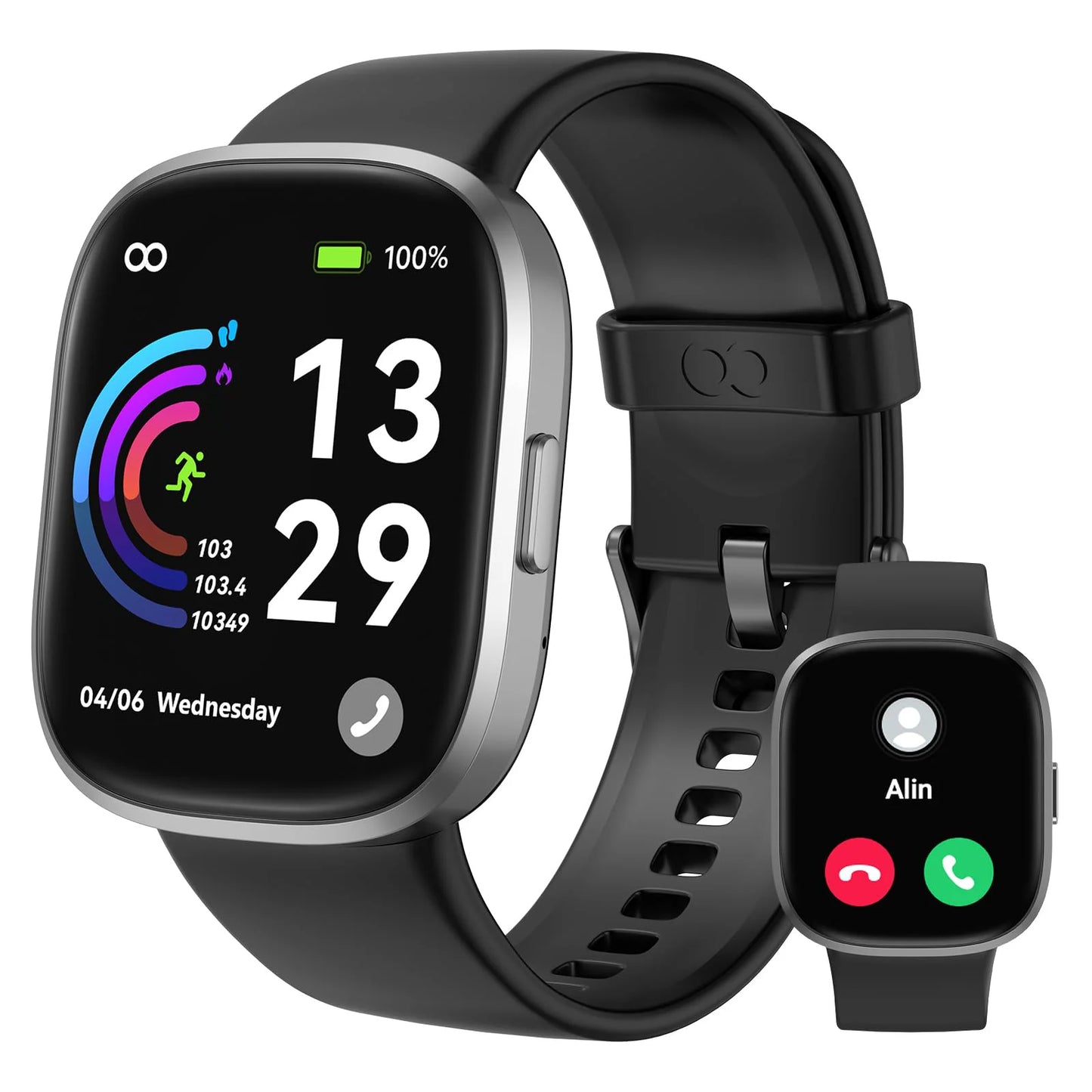 Smart Watches for Men Women  Sleep Tracking, 46mm 1.3oz Step Calorie Counter Fitness Watch Activity Trackers Pedometer forAndro