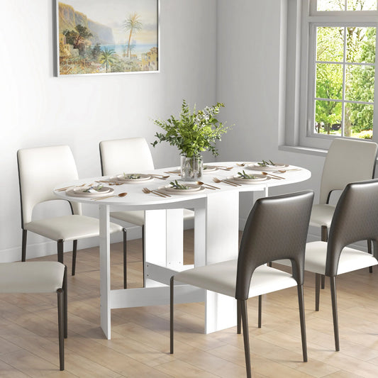 HOMCOM folding oval dining table with swing wings 163x80x75 cm White