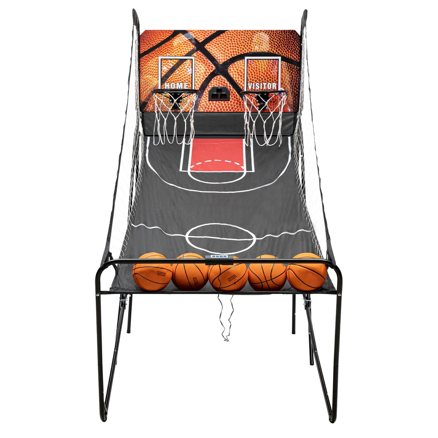 Double Electronic Scoring and Shooting Machine Dual-shot Basketball Arcade Floor Standing Basketball Arcade Game with LED Screen