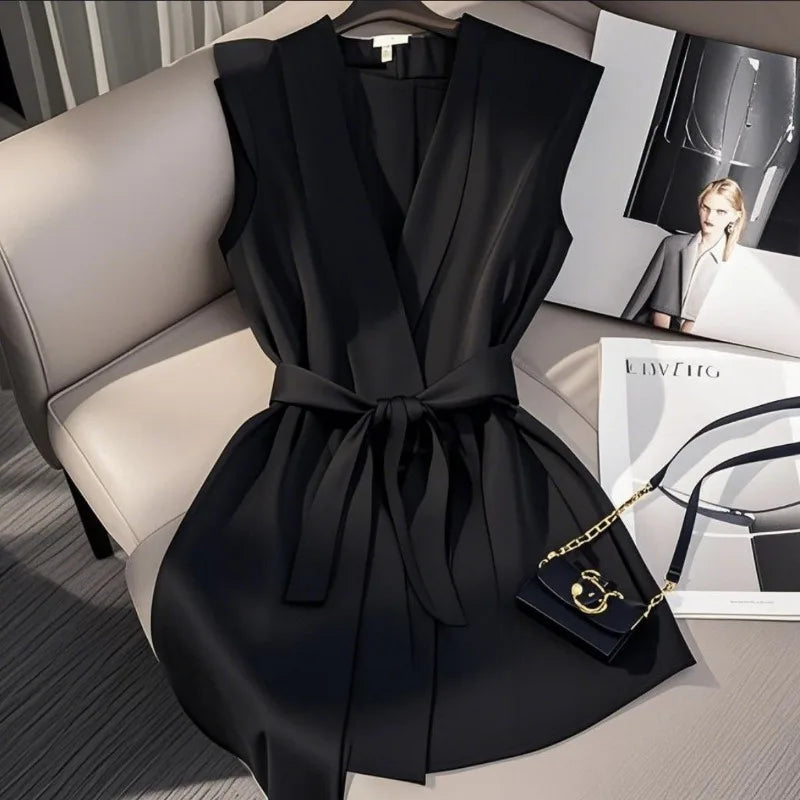 618 Women Clothing Casual Fashion Loose Simplicity Elegant Trend Solid Color Sleeveless Temperament Cardigan Evening Dresses
