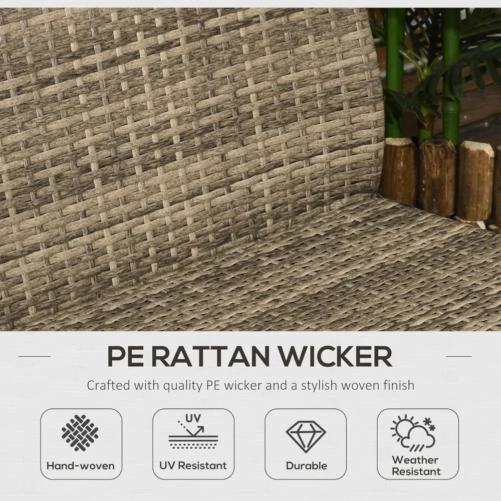 4 Piece Wicker Patio Furniture Set with 2 Rocking Chairs, Loveseat Sofa, Outdoor PE Rattan Conversation Set with Cushions