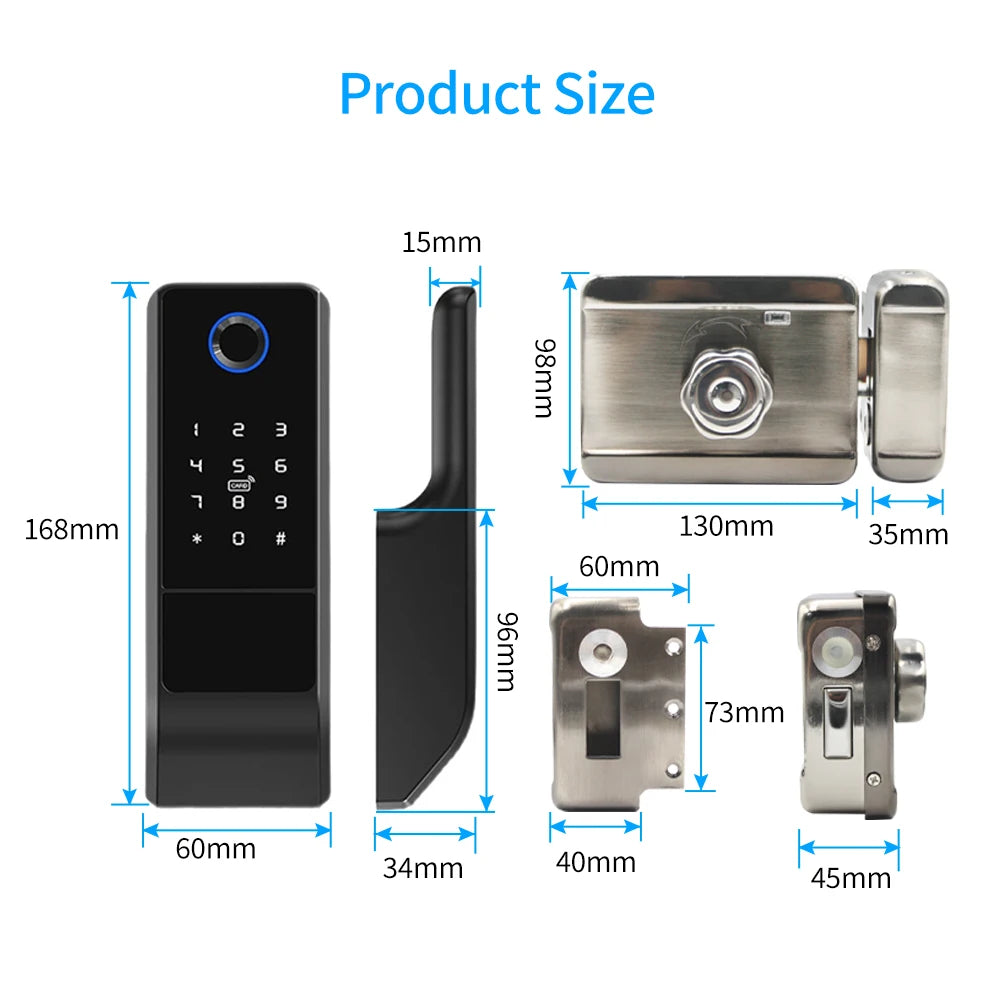 TTLock Bluetooth Fingerprint Waterproof Outdoor Gate Passcode Rfid Card Keyless Smart Door Lock