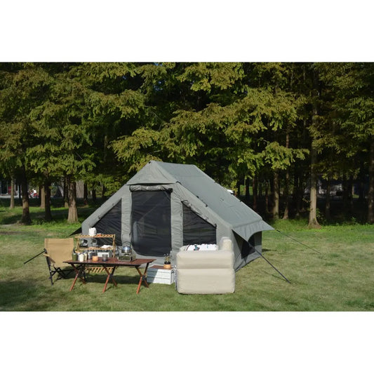 5min Easy Setup Inflatable Camping Tent 300D Feel Cotton Fabric Hot Tents with Stove Jack Waterproof Windproof 4 Season Glamping