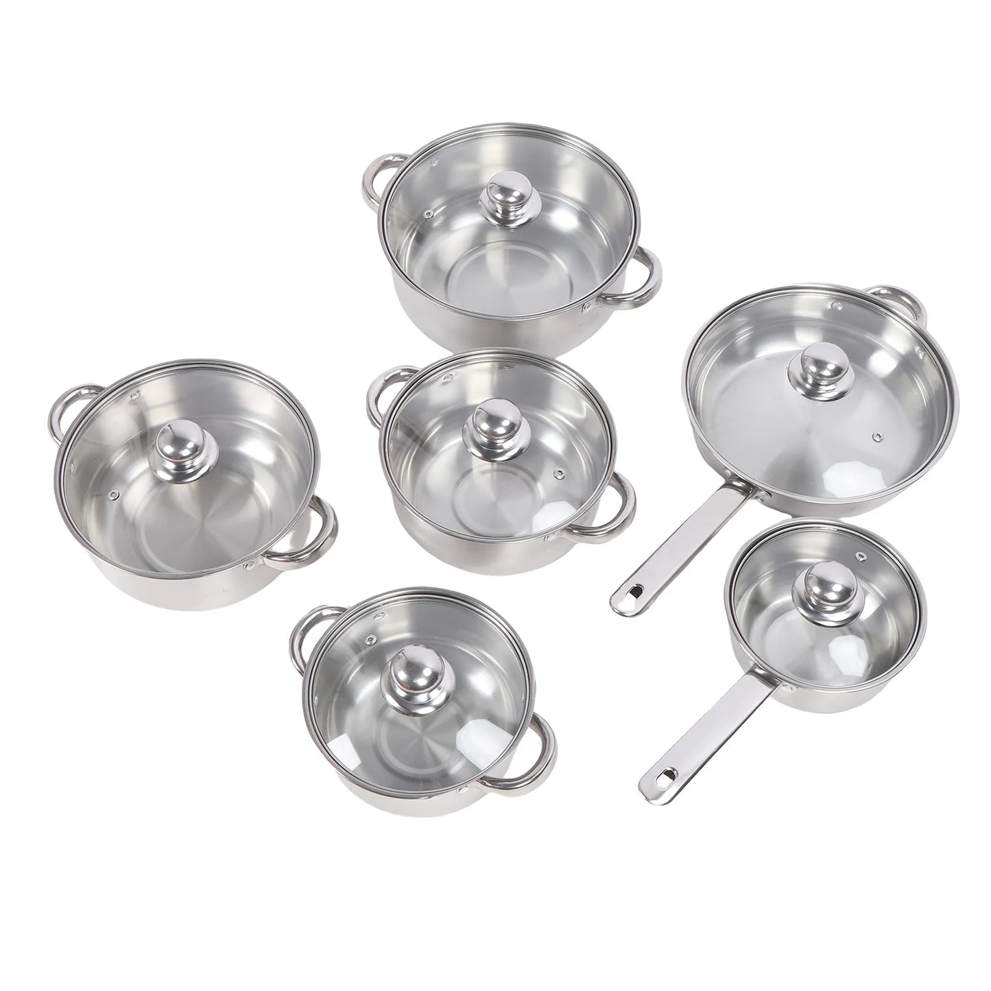 Stainless Steel Pots and Pans Set with Lids Versatile Kitchen Cookware Kits Efficient Heat Distribution Kitchen Supplies