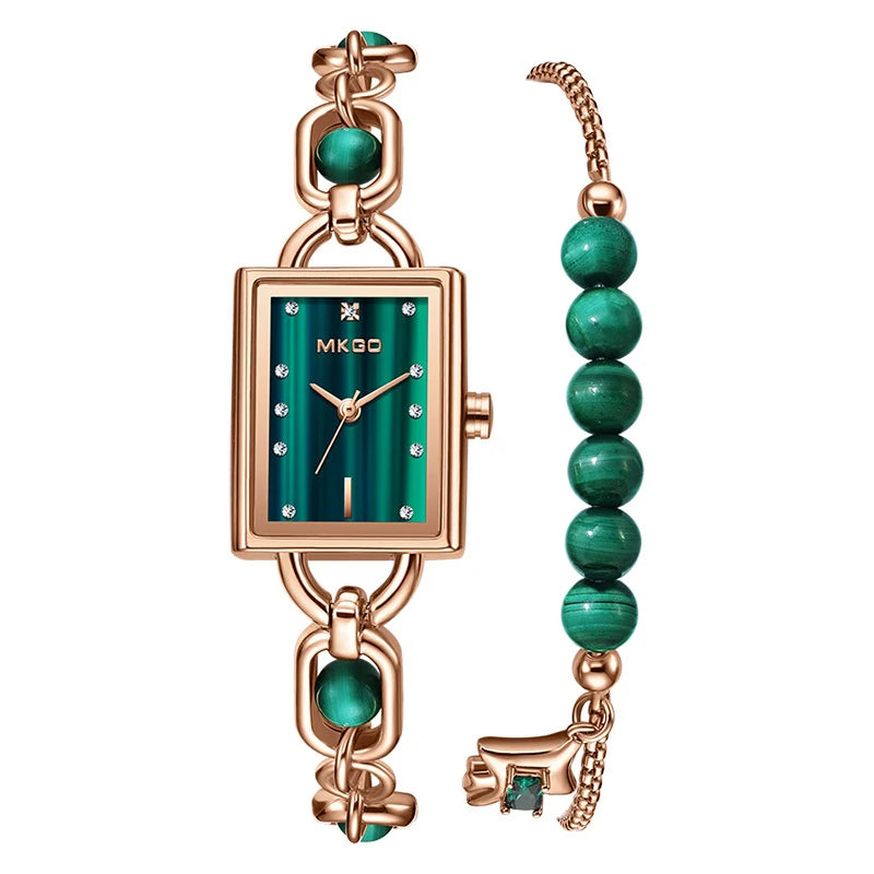 Women's Watch Light Luxury Brand Crystal Exquisite Medieval Emerald Bracelet Ladies Fashion Quartz Watches  Accessories