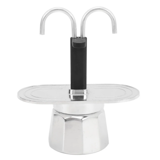 A97G 2 Cup Coffee Maker, 100ml Mini Coffee Pot Double- Aluminum Stovetop Espresso Maker for Home Cafe Office Use