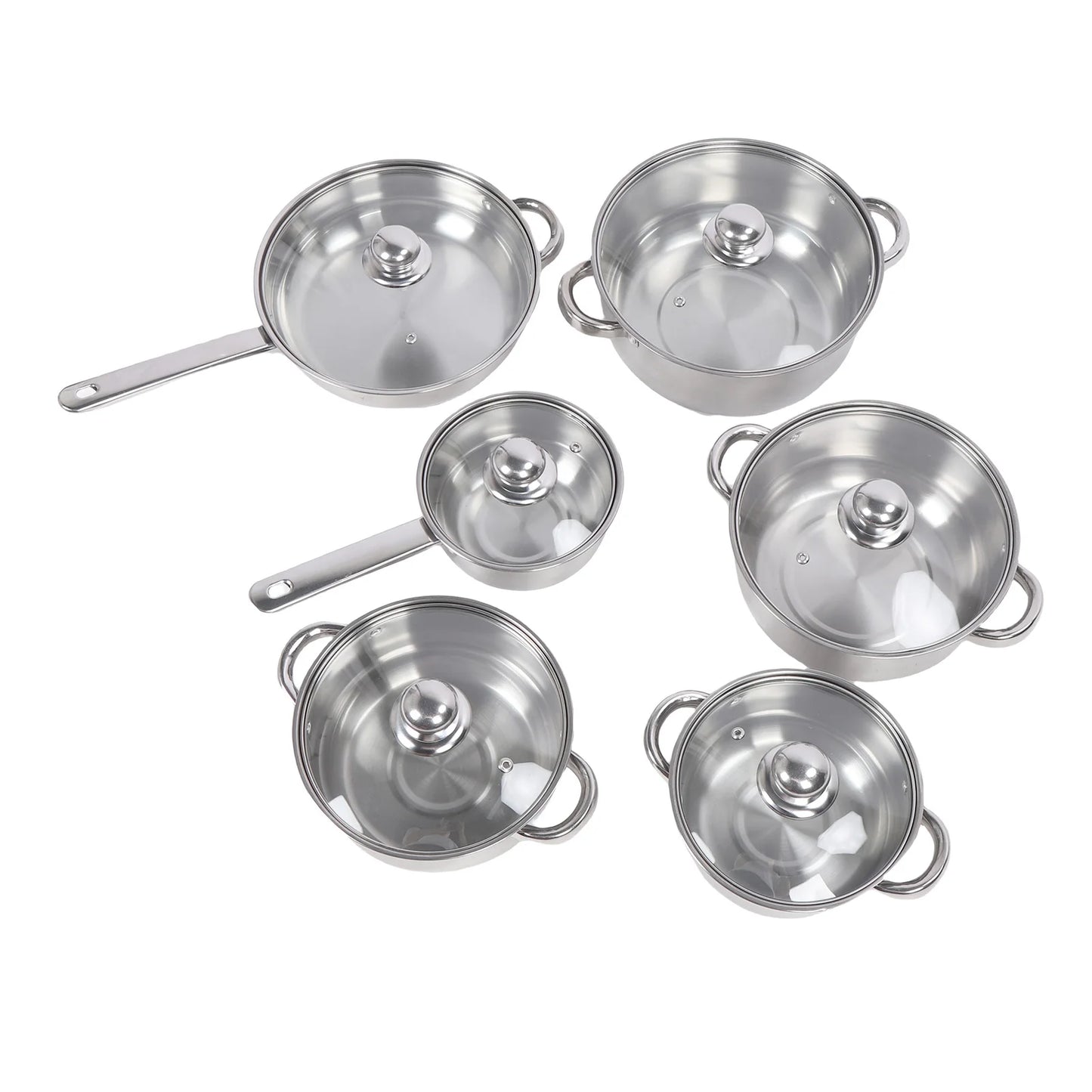 Stainless Steel Pots and Pans Set with Lids Versatile Kitchen Cookware Kits Efficient Heat Distribution Kitchen Supplies