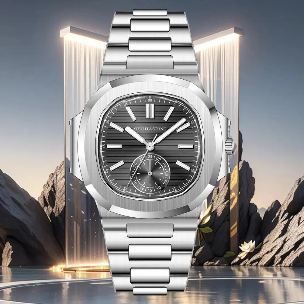 Specht & Söhne Watches Men Classic 5980 Japan VH60 Movt Luminous AR Coating Leather Crystal Steel Quartz Watches 50M Waterproof