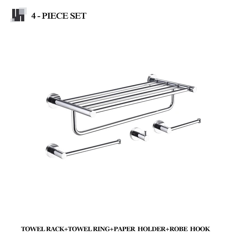 Bathroom Accessories 304Stainless Steel Hardware Kit Wall Mount Clothe Hook Paper Holder Towel Bar Toilet Brush Holder Soap Dish