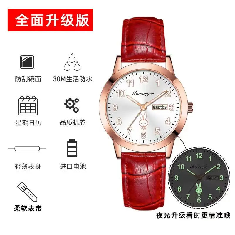 Girls' Rabbit Luminous Watch – Waterproof Cute Wristwatch for Teens, Women’s Casual Quartz Watch