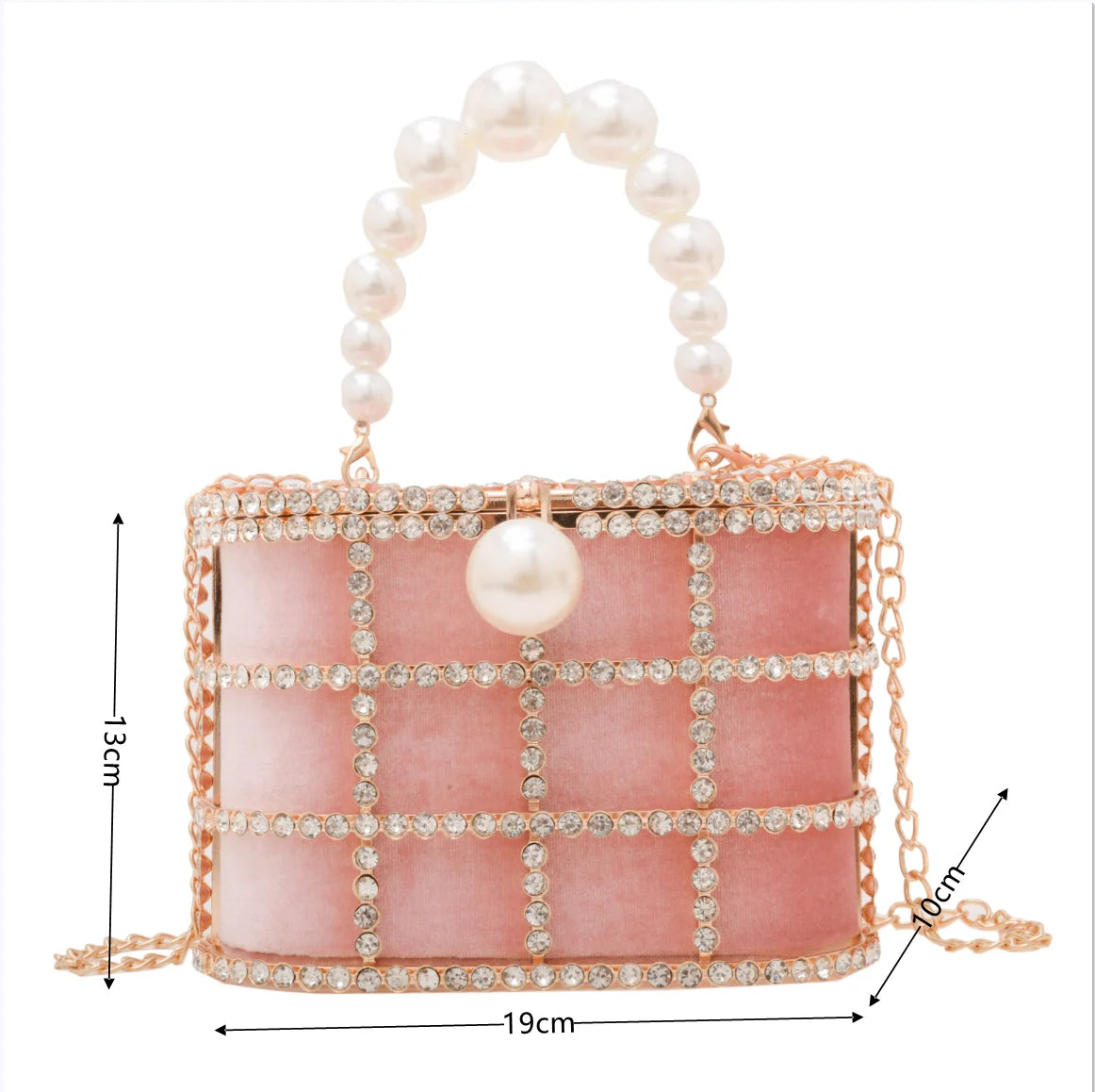 Metallic Evening Bag Pearl Hollow Out Womens Bags Luxury Design Rhinestone Diamond Dinner Bags For Party Wedding Handbags
