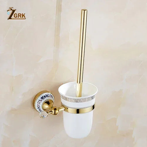 Bathroom Accessories Wall Mounted Paper Holder Toilet Gold Towel Ring Soap Box Cup Holder Luxury Ceramic Bathroom Hardware Set