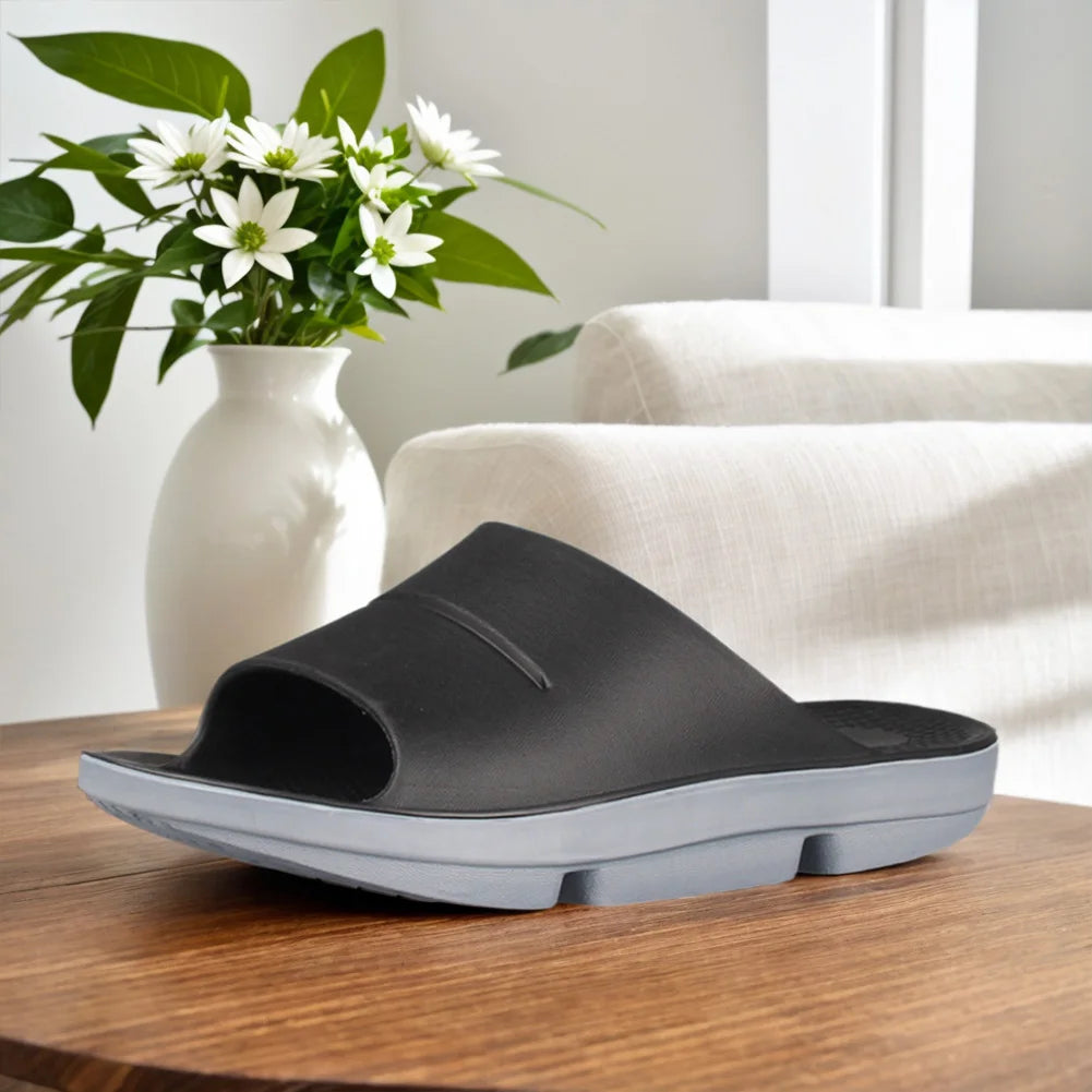 Mens Sport Recovery Sandals Arch Support Plantar Fasciitis Thick Cushion Slides Non-Slip Summer Beach Sandals for Indoor Outdoor