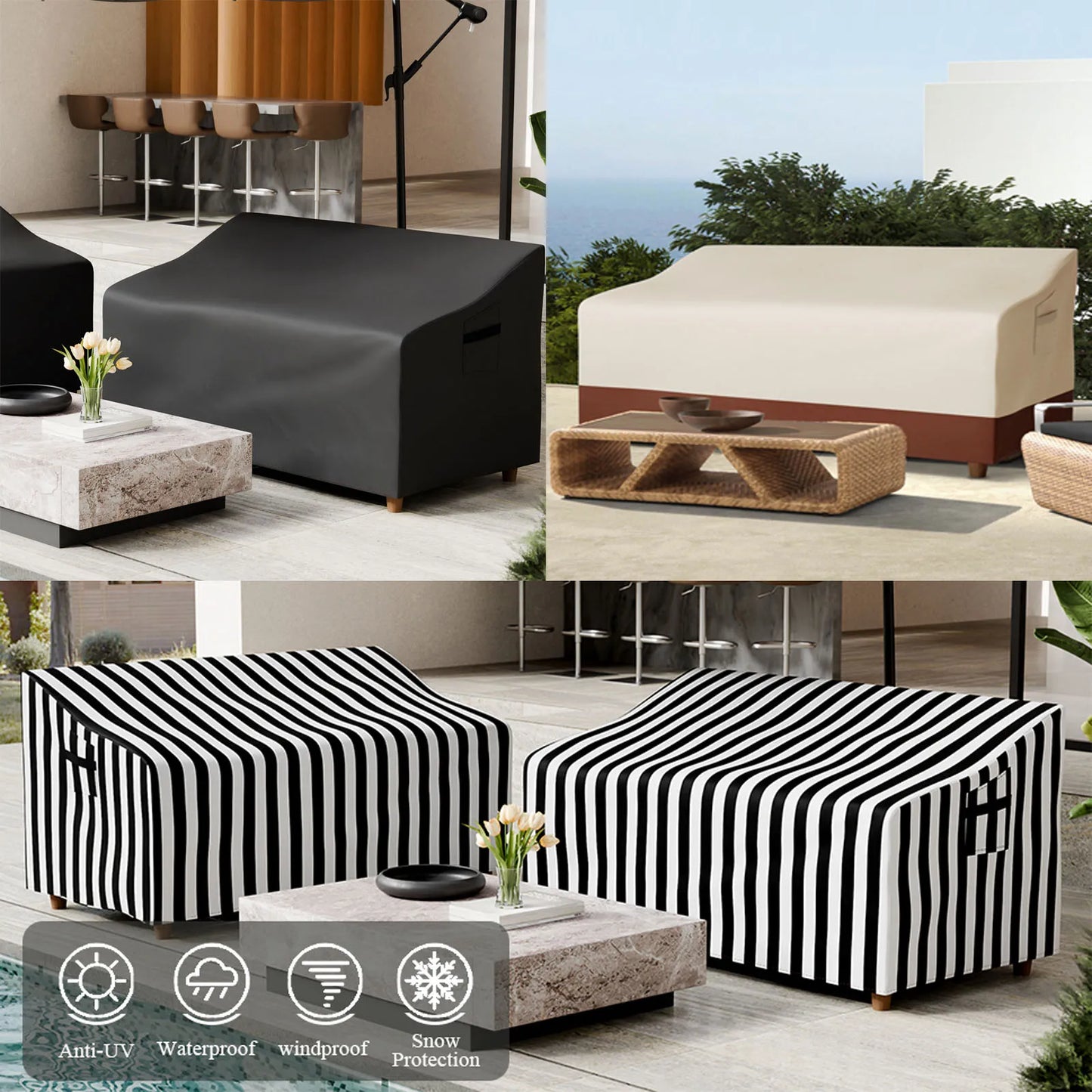 New 420D Outdoor sofa chair cover with handle Garden Waterproof Wind-Proof Anti-UV Against dust Rain Snow Protection Cover