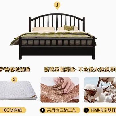 Nordic black retro American modern simple 1.5m storage princess bed solid wood bed 1.35 meters double 1.8 meters
