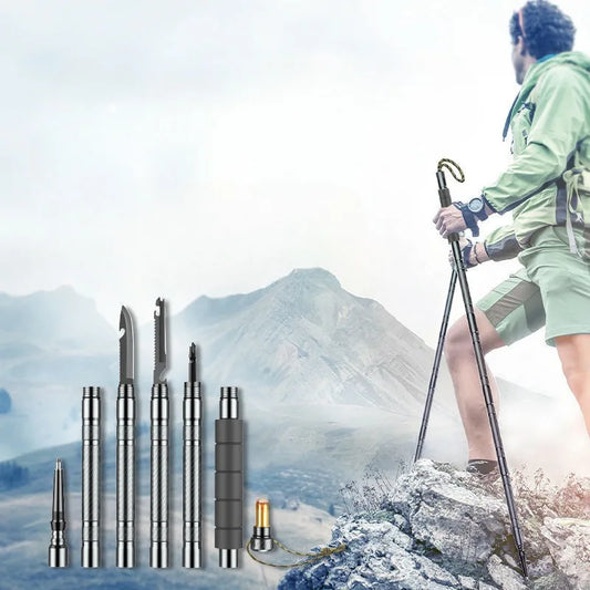 Aluminium Alloy Professional Walking Sticks Multi-purpose Mountain Climbing Walking Sticks Portable Detachable Camping Supplies