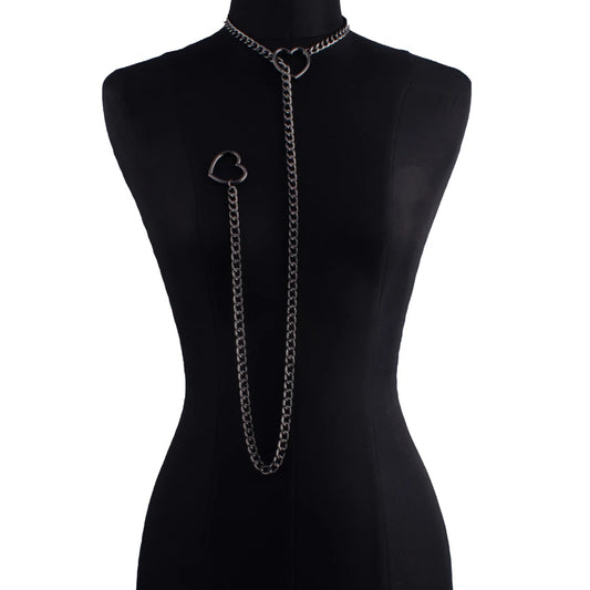 Heart Slip Chain Necklace For Women Punk Rock Love Chain Choker Necklace Gifts Adjustable Goth Jewelry