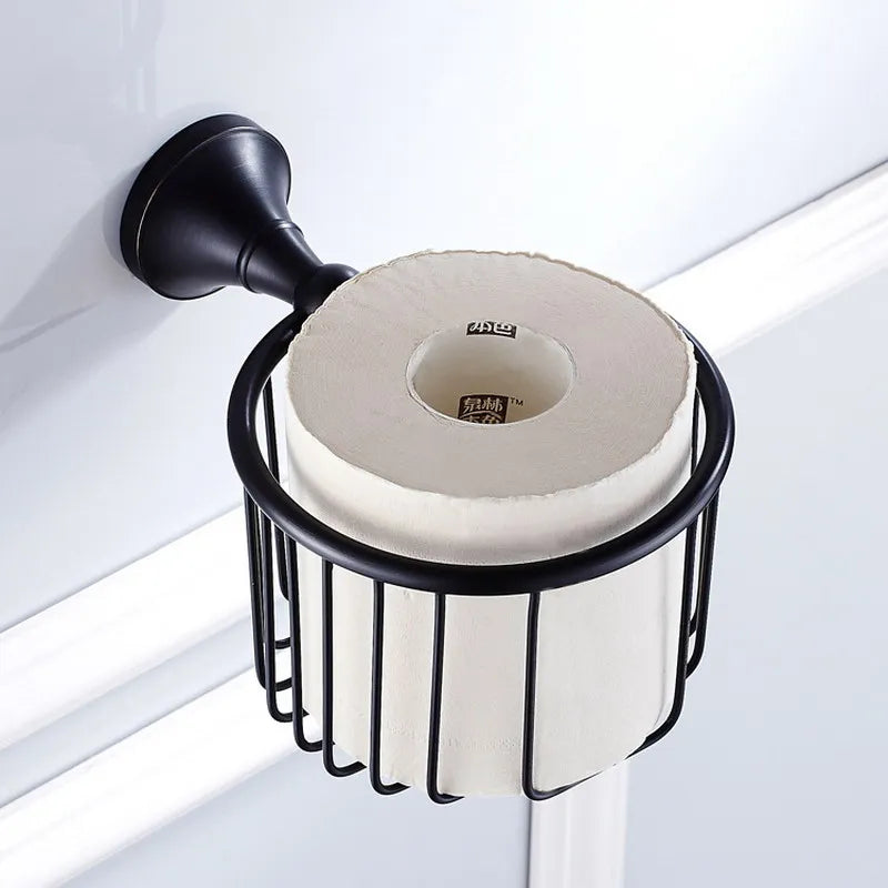 Black Brass Bathroom Accessories Hardware Set Towel Bar Rail Rack Toilet Paper Holder Toilet Brush Shower Soap Dish Holder
