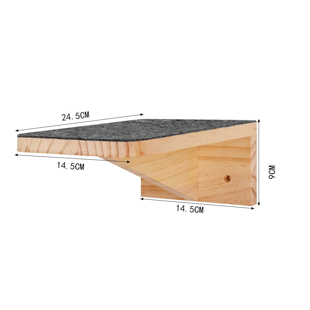 Wall Mounted Cat Climbing Shelves Wooden Cat Tree and Perches Scratcher Sisal Ladder Indoor Cats Hammock and House Pet Furniture