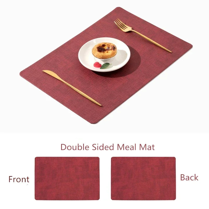 Faux Leather Place Meal Pad Placemats,Dual Sided Dining Table Square Non-Slip Heatproo Waterproof Washable Table Mats.Wholesale