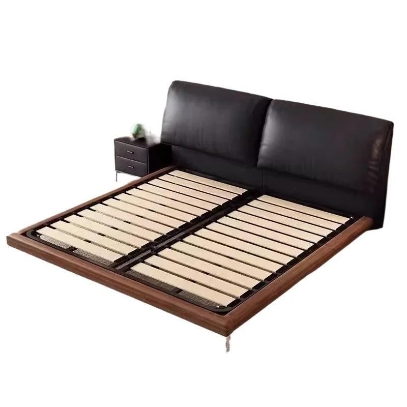 Minimalist European Double Bed Decoration Black Modern Pliable Double Bed Frame King Size Wooden Cama Matrimonial Furniture Home