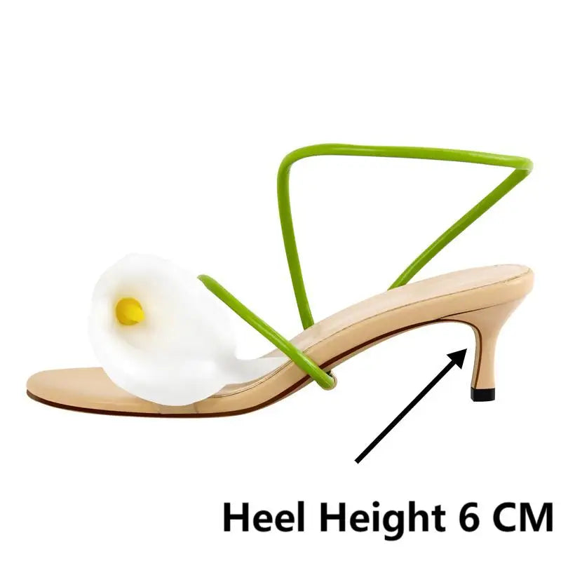 Onlymaker Women Open Toe Flower Sandals  Wedding Heels Dressy Summer Heels