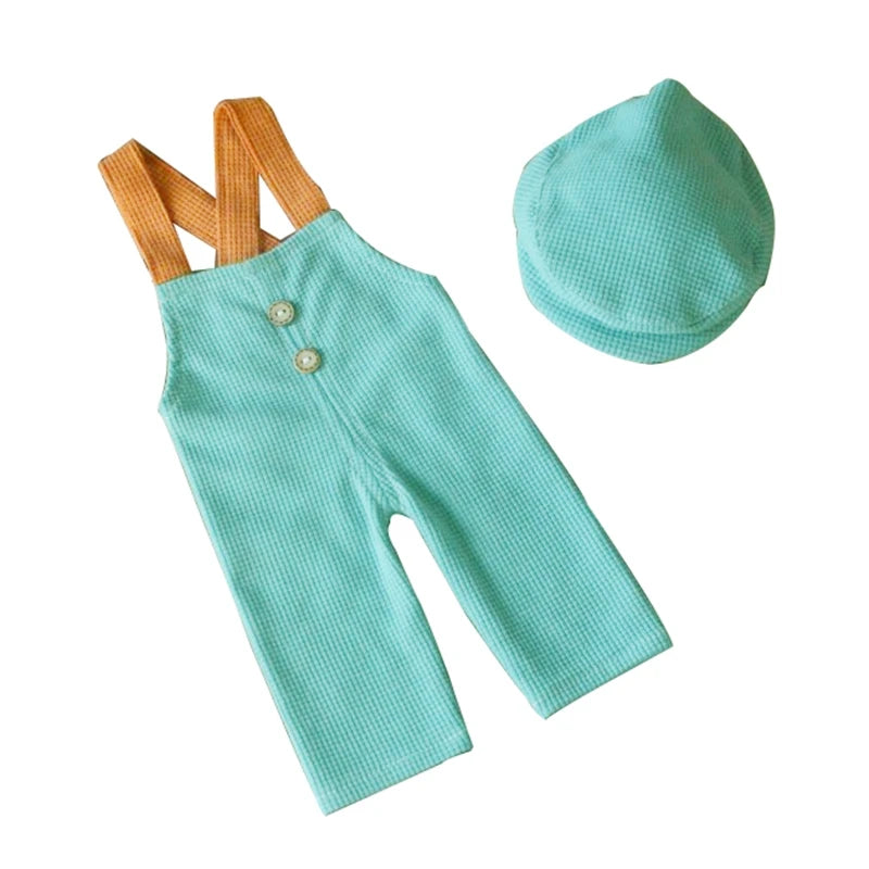 Newborn Boy Fabric Overall Baby Photoshoot Outfit Newborn Boy Clothes Baby Props for Photography Infant Shooting Accessories