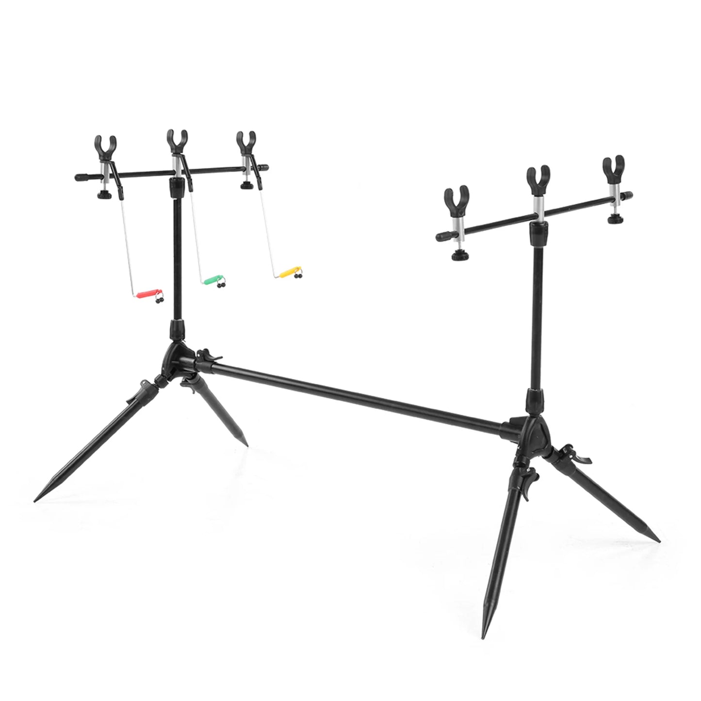 Lixada 3-in-1 Fishing Rod Pod Stand Holder Adjustable Retractable Carp with 3pcs Bite Alarms Fishing Tackle Fishing Accessories