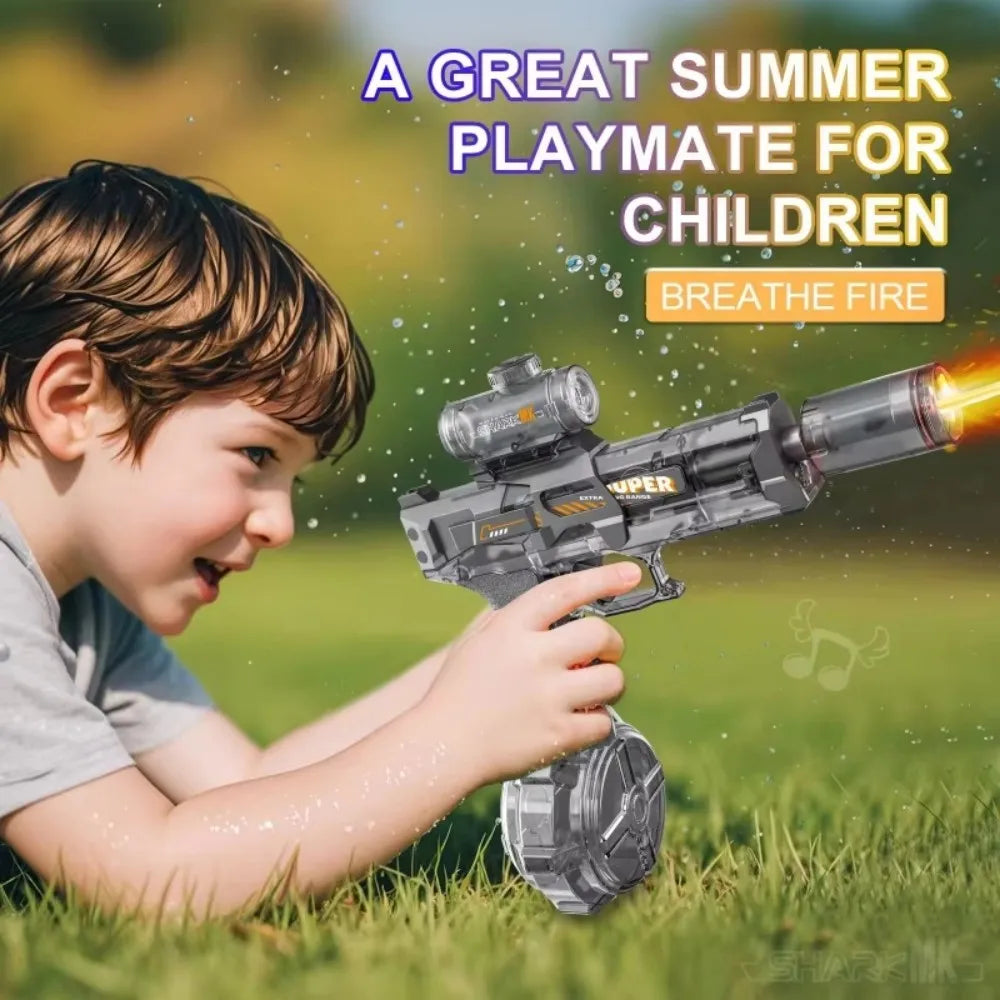 Electric water gun with nozzle flame muzzle automatic spray gun remote summer outdoor swimming pool water toy gift