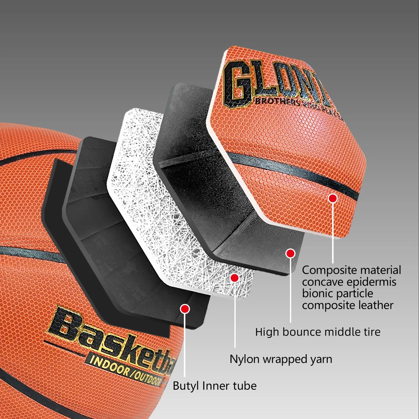 Customized Basketballs Wear-resistant In&Outdoor Size 7 6 5 Basketball Student Adults Team Sports Training Game Ball Gift Brown