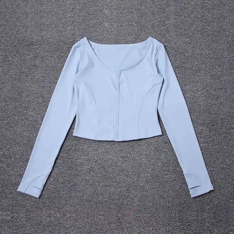 Fitness yoga clothing for women, short-sleeved sportswear with a square neck, autumn 2025, quick-drying, breath, and slimming.