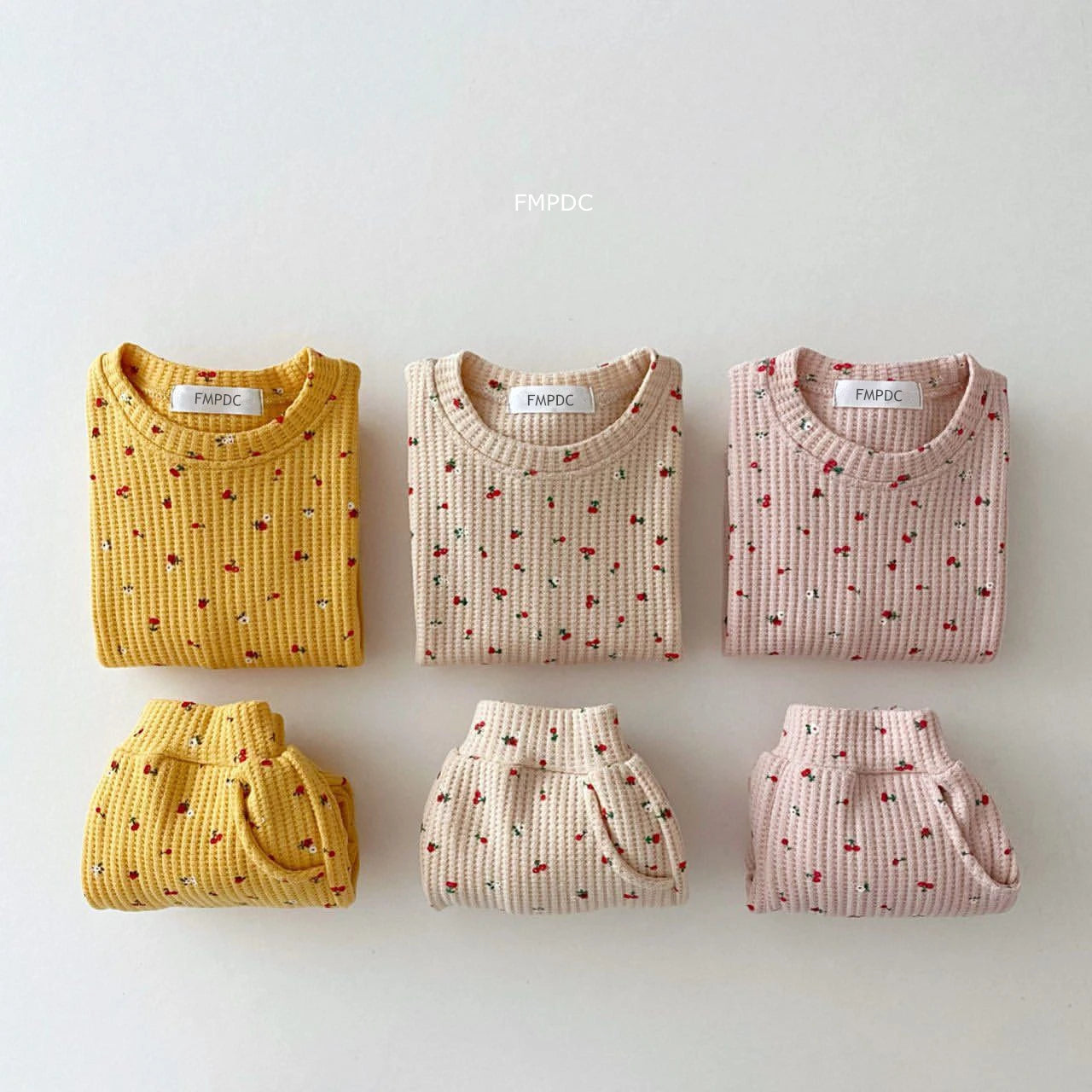 Baby Clothes Girl Autumn Newborn Sets Round Neck Fruit Cherry Print Long Sleeve Pants 2PCS Infant Suit Toddler Children Clothing