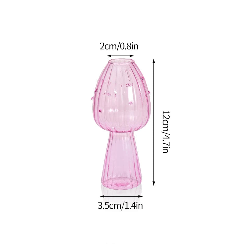 Creative Mushroom Plant Glass Vase Modern Decorative Vases Room Vase Plants Plant Glass Bud Vases Living Room Decoration