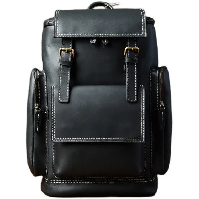 Vintage Crazy Horse Genuine Leather Backpack Men Leather Bagpack Climbing Rucksack male Large Hiking Backpack M814