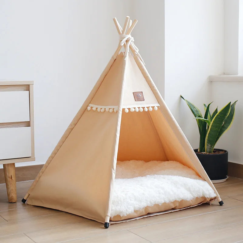 Pet Dog Cat House Bed with Thick Cushion for Cats Medium and Small Dogs Puppy Deep Sleeping Indoor Soft Canvas Pet Supplies