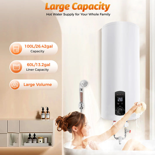 Electric Storage Hot Water Heater 60L Electric Boiler Instantaneous Water Heater Boiler Horizontal 220V 2000W 25-75 ° C