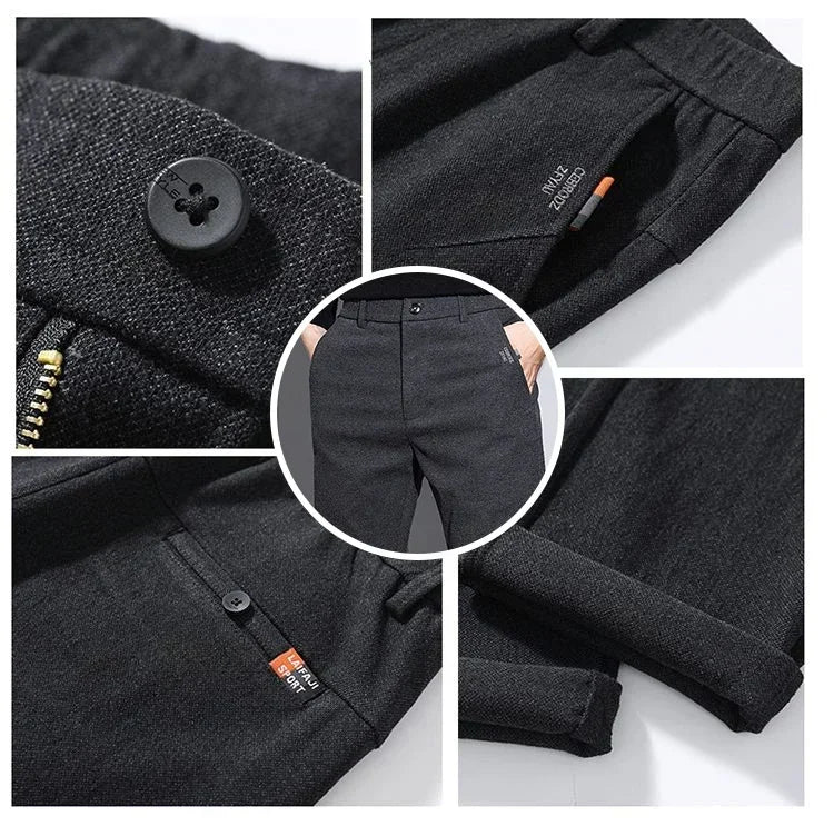 Male Brand Clothing 2025 New Temperament Men's Casual Pants Sweatpants Simple Blue Black Slim Straight Stretch Casual Trousers