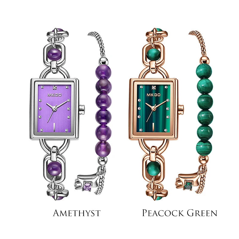 Women's Watch Light Luxury Brand Crystal Exquisite Medieval Emerald Bracelet Ladies Fashion Quartz Watches  Accessories