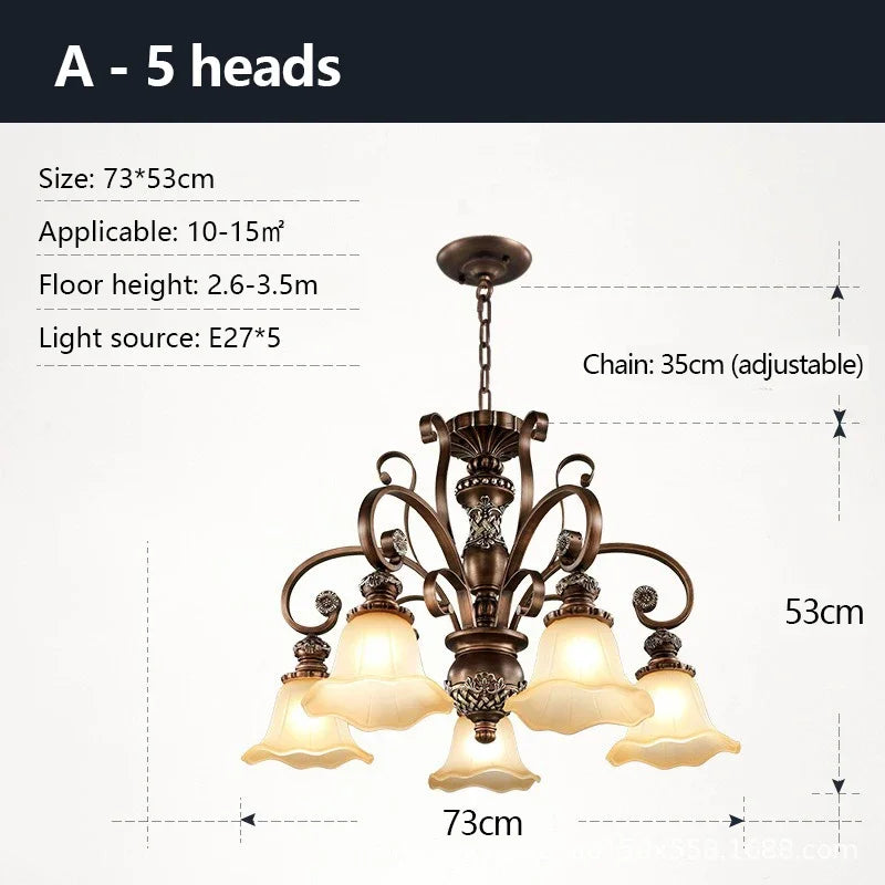 Home Decor Retro Luxury Chandeliers Classical LED Hanging Lamp for Villa Living Dining Room Indoor Lighting Suspension Luminaire
