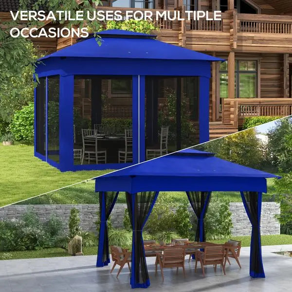 Outsunny 11 x 11 Pop-Up Canopy Gazebo Outdoor Patio Event Tent with Zipper Netting,Carry Bag, UV Protection for Backyard & G