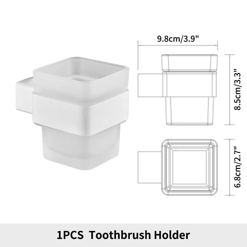 White Bathroom Accessories Towel Rack Shelf Toilet Brush Roll Paper Holder Toothbrush Holder Soap Dish Coat Holder Bath Hardware