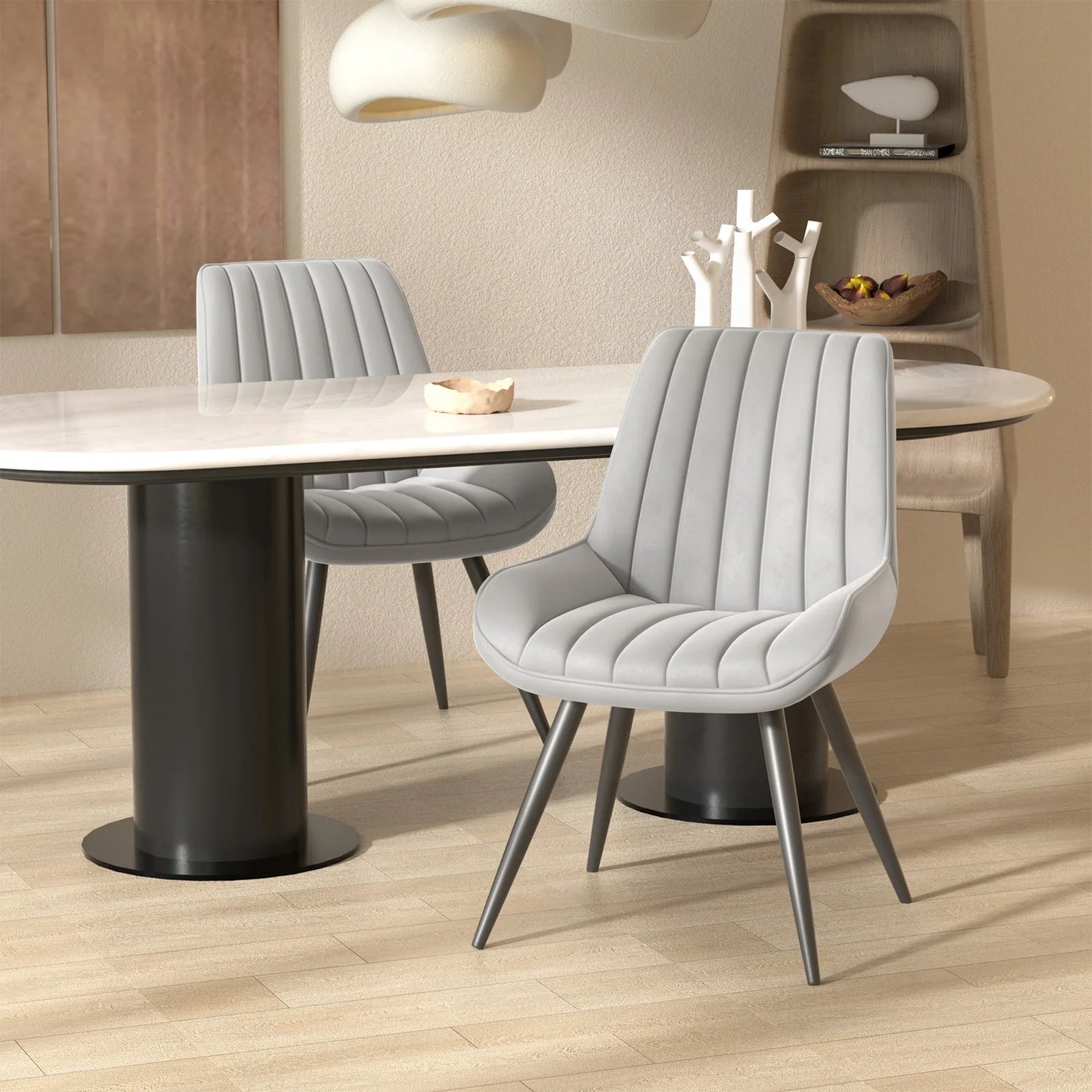 2 Pcs Office Chair Set Simple Dining Chair Without Armrests Loose Bar Chair Backrest Dining Room Bedroom Hotel Soft Bag Chair Solid Color Furniture