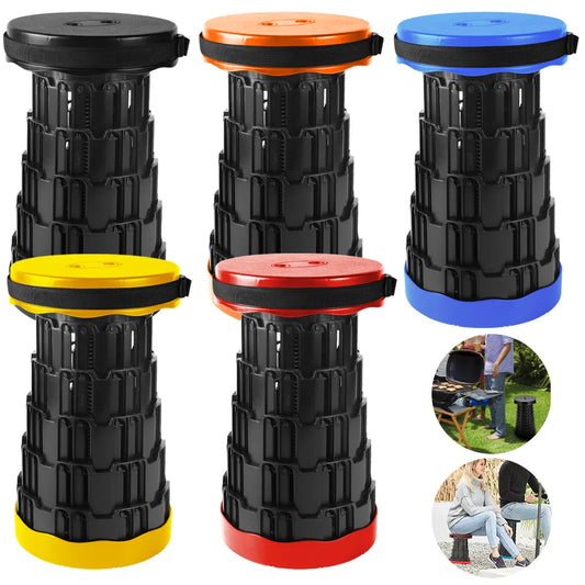 Round Stool Retractable Stool Portable Outdoor Furniture Lounge Folding Stool for Camping Fishing Traveling