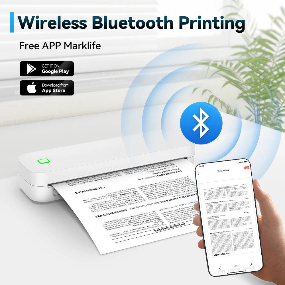 Portable Printer A4 Thermal Paper Printer Tattoo Stencil Printer Machine for Phone PC Computer Mini Printer Bluetooth Connect