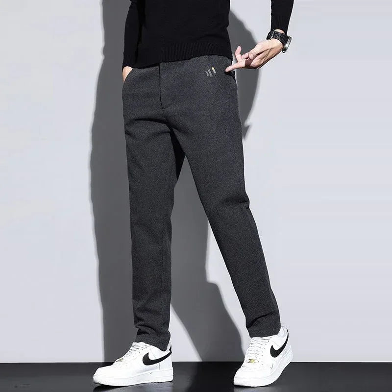 Male Brand Clothing 2025 New Temperament Men's Casual Pants Sweatpants Simple Blue Black Slim Straight Stretch Casual Trousers