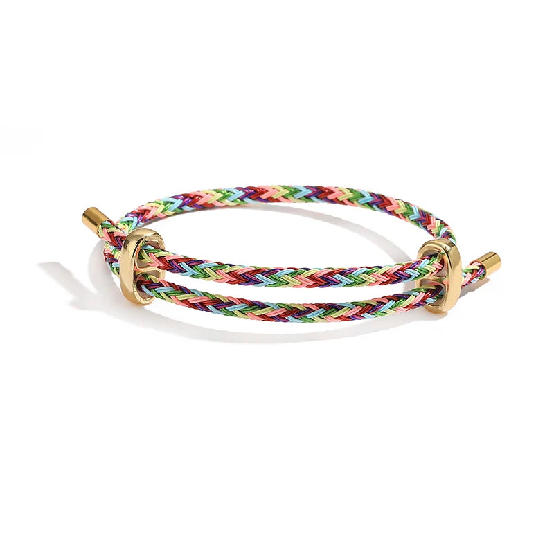 HECHENG,Colourful Steel Wire Adjustable Retractable Bracelet Handmade Braided Rope Couple Bracelet Men Women Jewellery String
