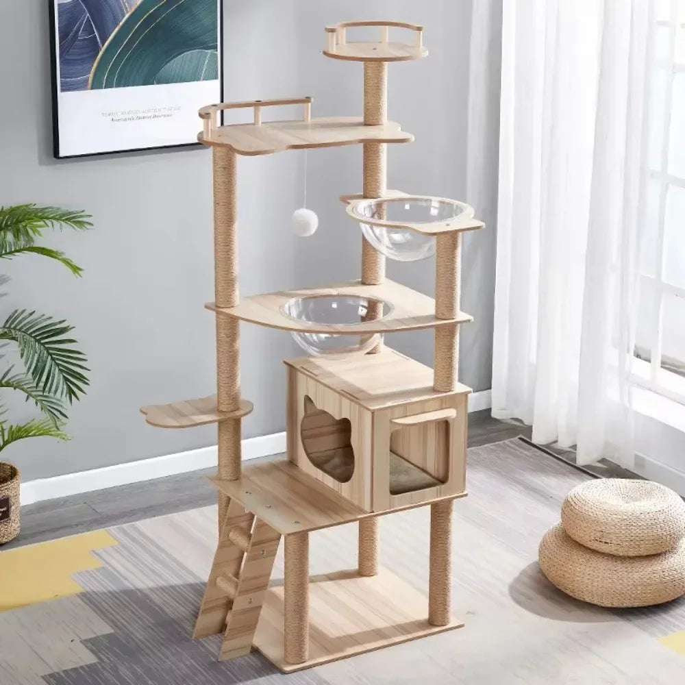 Solid Wood Cat Climbing Frame Household Cats Scratching Post  Nest Four Seasons Big Cats Jumping Platform Large Cat Tree Cat Toy
