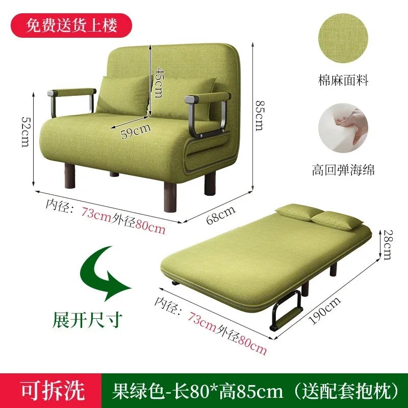 Home Furniture Modern Simple Foldable Sofa Bed New Multi-functional Internet Celebrity Living Room Double Push Retractable Sofa