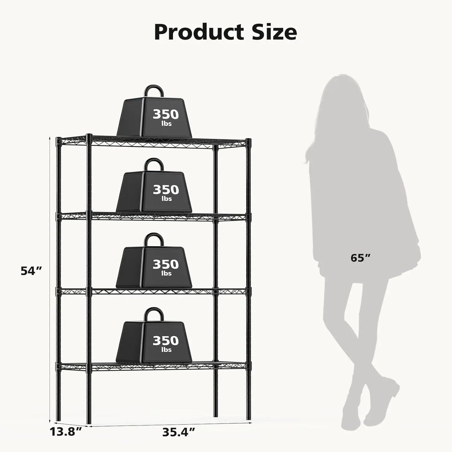 4 Tier Metal Wire Rack Shelf Heavy Duty Standing Shelves Adjustable Steel Closet Shelving Unit Organizers and Storage